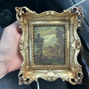 Mini 1900 silk painting framed